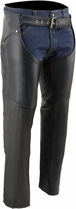 Milwaukee Leather Chaps for Women Black Naked Skin - Deep Hip Pockets and Back Thigh Laces Motorcycle Chap - ML1173-2X-Small