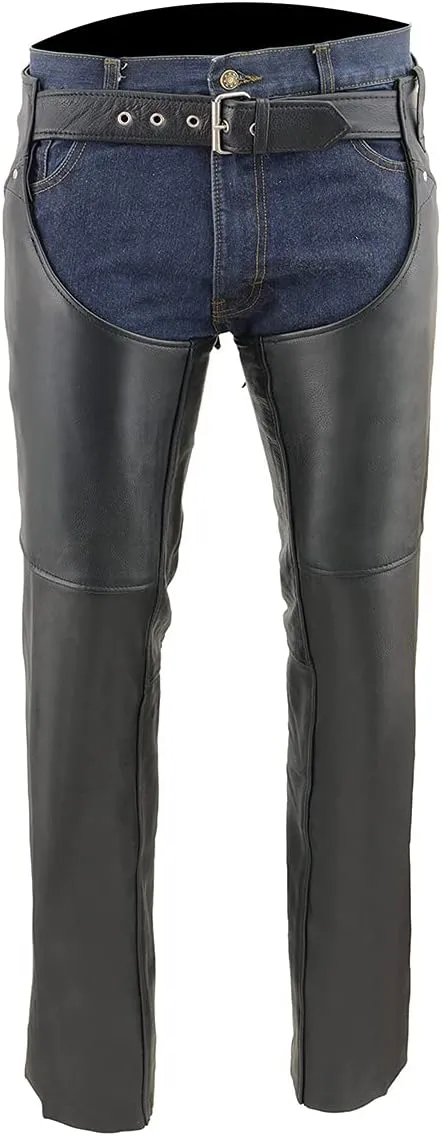 Milwaukee Leather Chaps for Women Black Naked Skin - Deep Hip Pockets and Back Thigh Laces Motorcycle Chap - ML1173-2X-Small