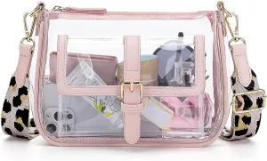 Missnine Clear Bag Stadium Approved PVC Crossbody Purse for Women Transparent Shoulder Concert Bag with Guitar Strap