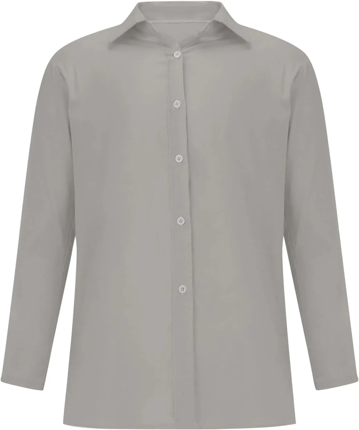 Miyaomn Women's Linen Button Down Shirts Casual Solid Long Sleeve Dress Shirt Spring Fall Loose Fit V Neck Lapel Blouses Tops