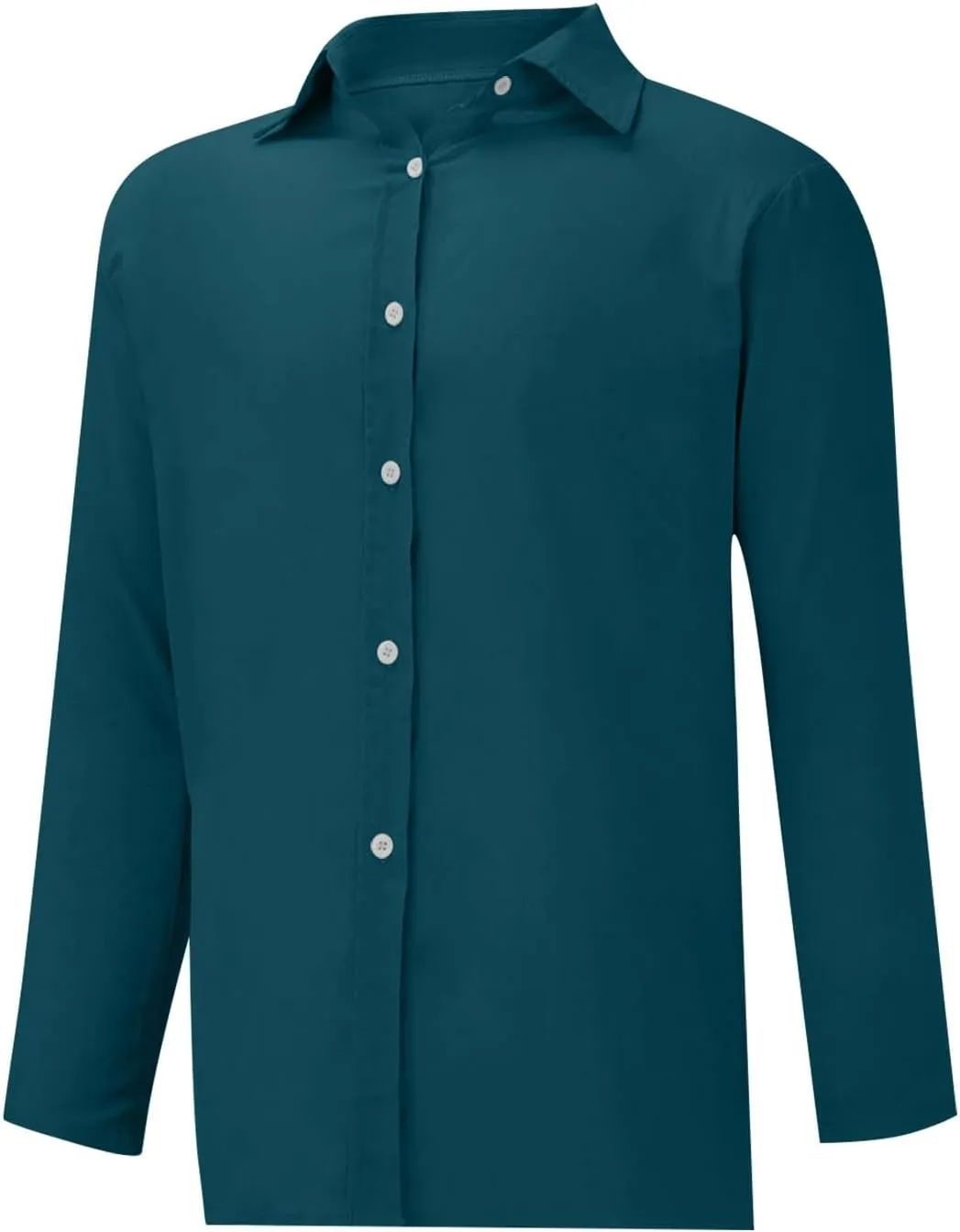 Miyaomn Women's Linen Button Down Shirts Casual Solid Long Sleeve Dress Shirt Spring Fall Loose Fit V Neck Lapel Blouses Tops