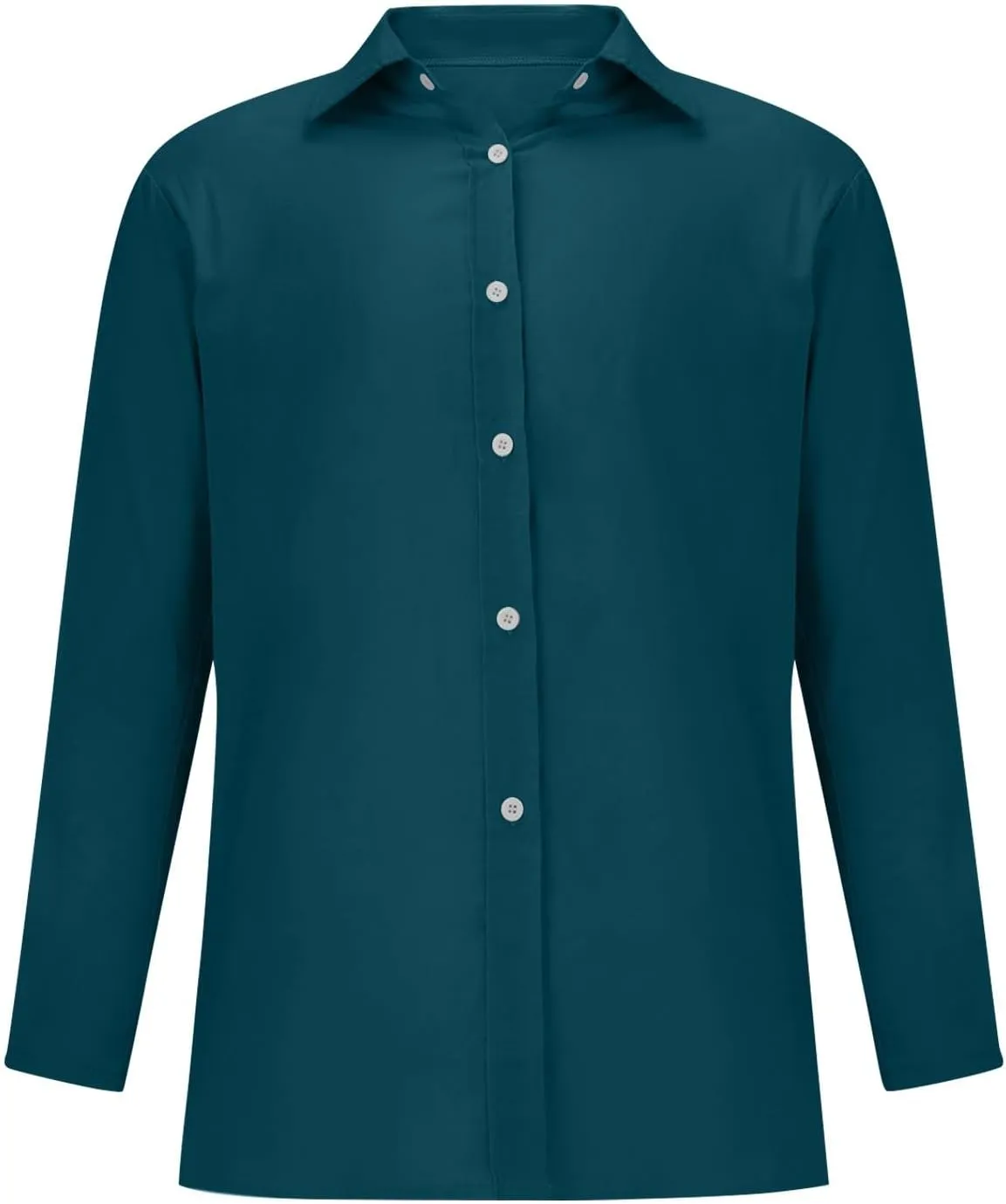 Miyaomn Women's Linen Button Down Shirts Casual Solid Long Sleeve Dress Shirt Spring Fall Loose Fit V Neck Lapel Blouses Tops