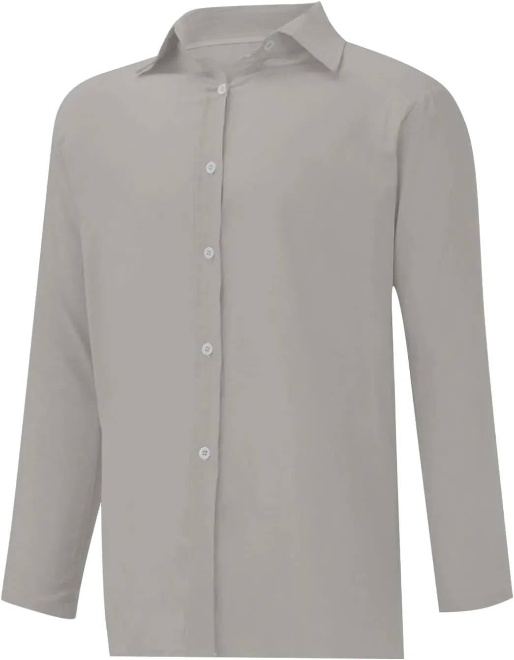 Miyaomn Women's Linen Button Down Shirts Casual Solid Long Sleeve Dress Shirt Spring Fall Loose Fit V Neck Lapel Blouses Tops