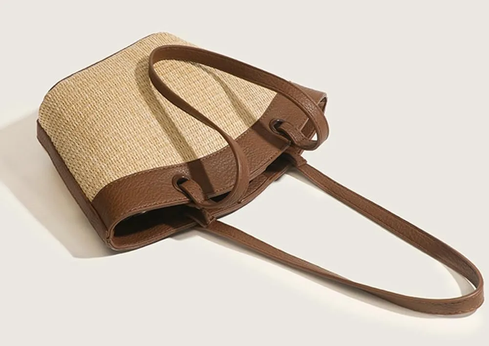 Molodo Straw Woven Bag Women's Beach Tote Bag Versatile Straw Shoulder Bag Handbag for Vacation Travel