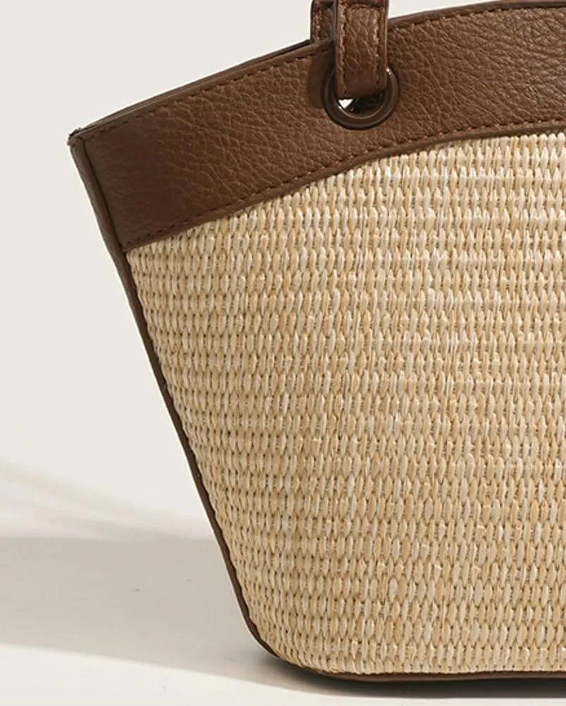 Molodo Straw Woven Bag Women's Beach Tote Bag Versatile Straw Shoulder Bag Handbag for Vacation Travel