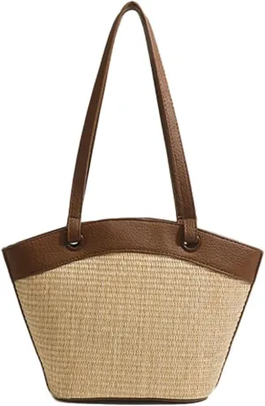 Molodo Straw Woven Bag Women's Beach Tote Bag Versatile Straw Shoulder Bag Handbag for Vacation Travel