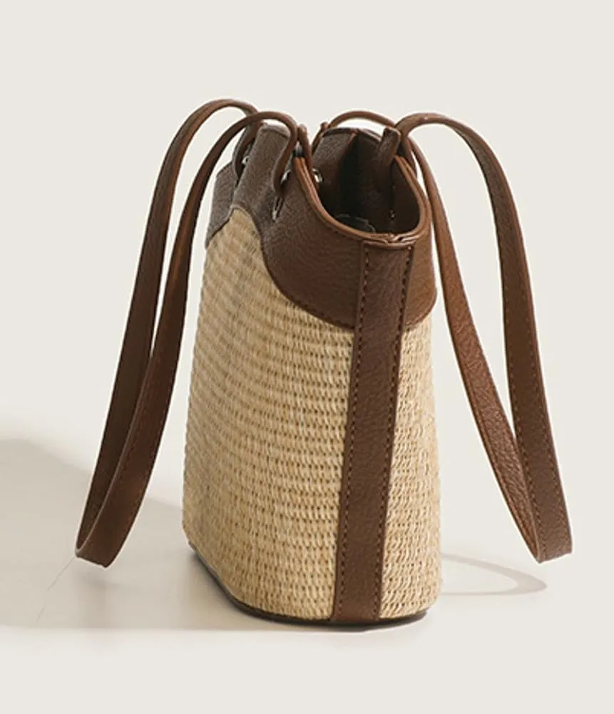 Molodo Straw Woven Bag Women's Beach Tote Bag Versatile Straw Shoulder Bag Handbag for Vacation Travel