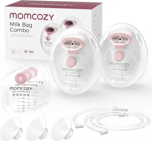 Momcozy Wearable Milk Collection Cups with Storage Bags (5 oz), Direct-to-Bag Breast Milk Bag Combo, Breast Pump Parts for Momcozy V1 Pro/V2 Pro/V1/V2 Pump & Most Electric Breast Pumps, 2 Pack