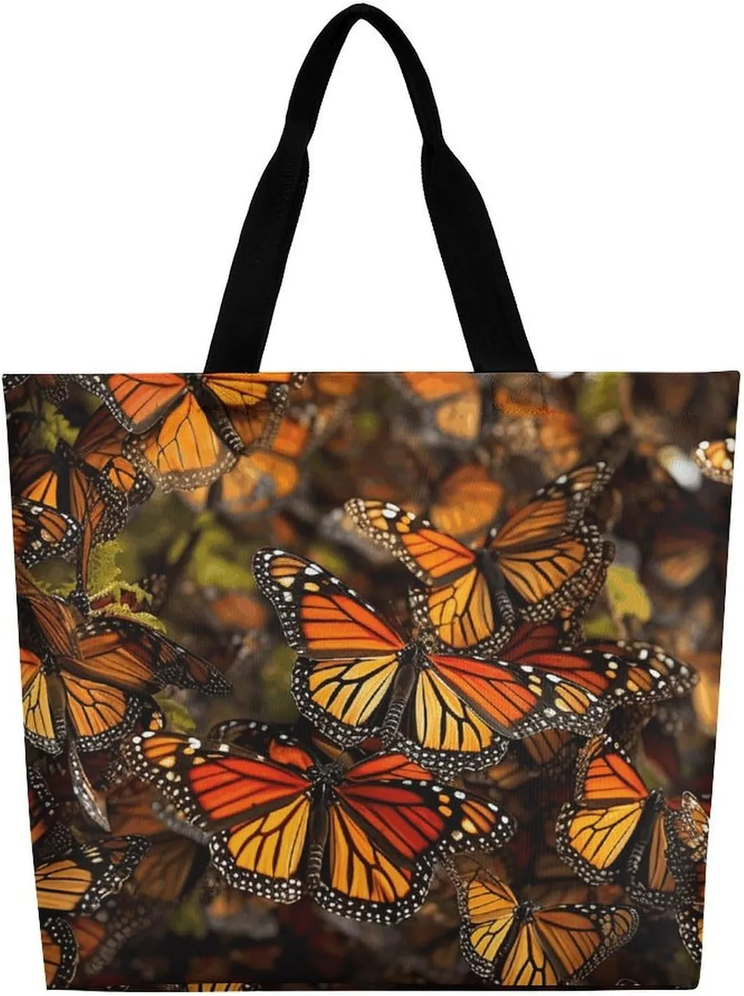 Monarch Butterflies Tote Bag Large Women Casual Shoulder Bag Reusable Grocery Bag Fasion Handbag for Office Shopping Travel