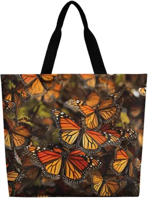 Monarch Butterflies Tote Bag Large Women Casual Shoulder Bag Reusable Grocery Bag Fasion Handbag for Office Shopping Travel