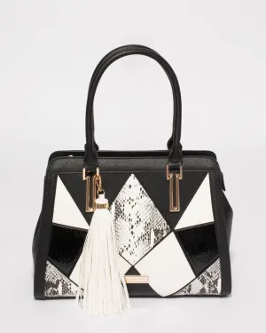Monochrome Sage Medium Panel Tote Bag