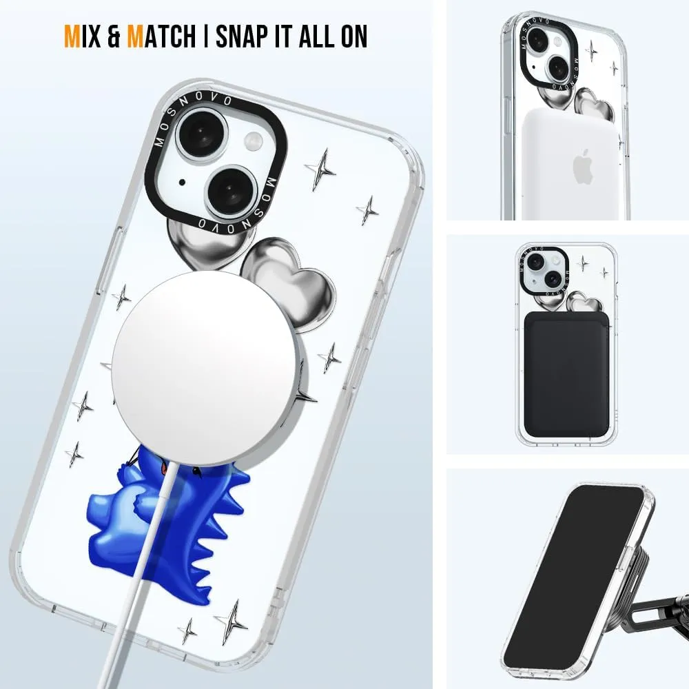 MOSNOVO Case for iPhone 15 Plus/iPhone 14 Plus, [Compatible with Magsafe] [Buffertech 6.6ft Military-Grade Drop Protection] [Anti Peel Off Tech] Clear Phone Case Design - Balloonasaurus