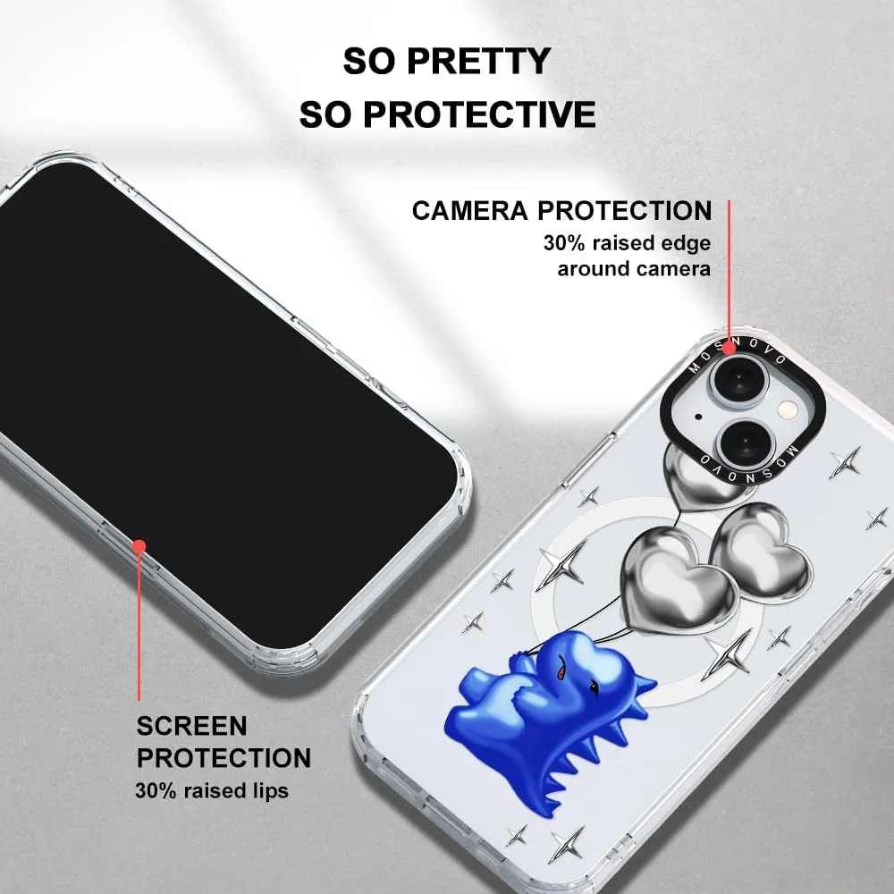 MOSNOVO Case for iPhone 15 Plus/iPhone 14 Plus, [Compatible with Magsafe] [Buffertech 6.6ft Military-Grade Drop Protection] [Anti Peel Off Tech] Clear Phone Case Design - Balloonasaurus