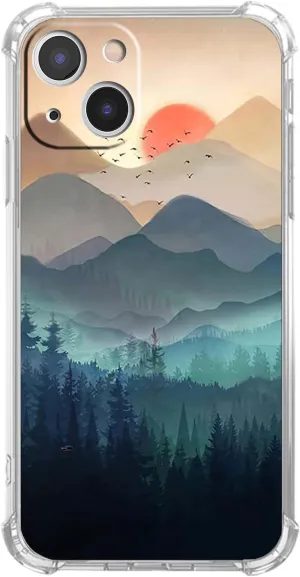 Mountain Sunset for iPhone 13 Mini Case,Nature Wilderness Landscape Pattern,Trendy Soft TPU Protective Case for iPhone 13 Mini