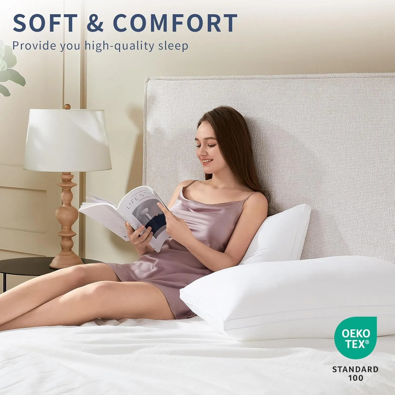 Mr. Ye Bed Pillows for Sleeping Queen Size 2 Pack Premium Hotel Quality Gusseted Pillows Fluffy Down Alternative Pillows for Back, Stomach or Side Sleepers, 20" x 30", White
