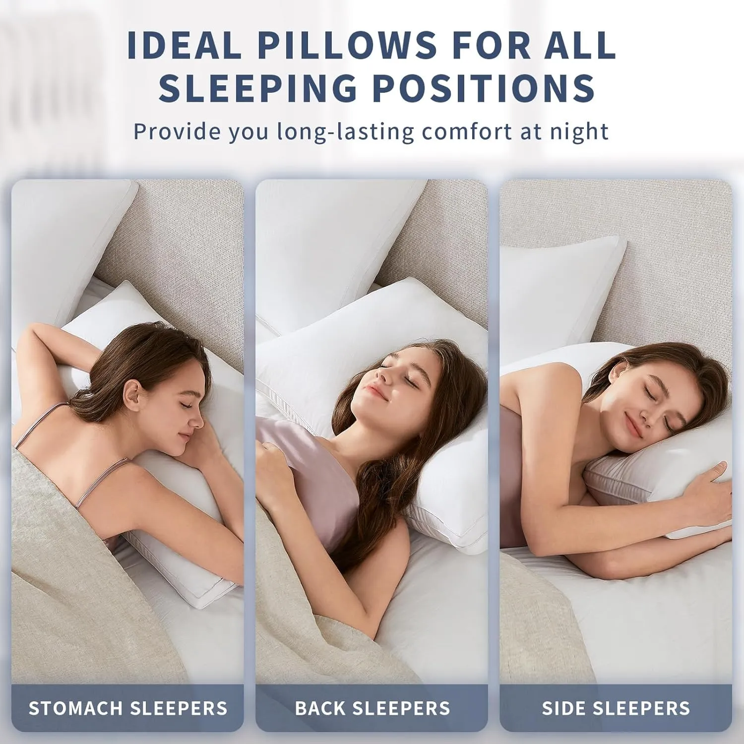 Mr. Ye Bed Pillows for Sleeping Queen Size 2 Pack Premium Hotel Quality Gusseted Pillows Fluffy Down Alternative Pillows for Back, Stomach or Side Sleepers, 20" x 30", White