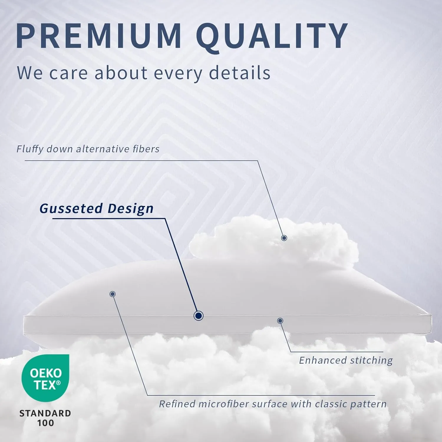 Mr. Ye Bed Pillows for Sleeping Queen Size 2 Pack Premium Hotel Quality Gusseted Pillows Fluffy Down Alternative Pillows for Back, Stomach or Side Sleepers, 20" x 30", White