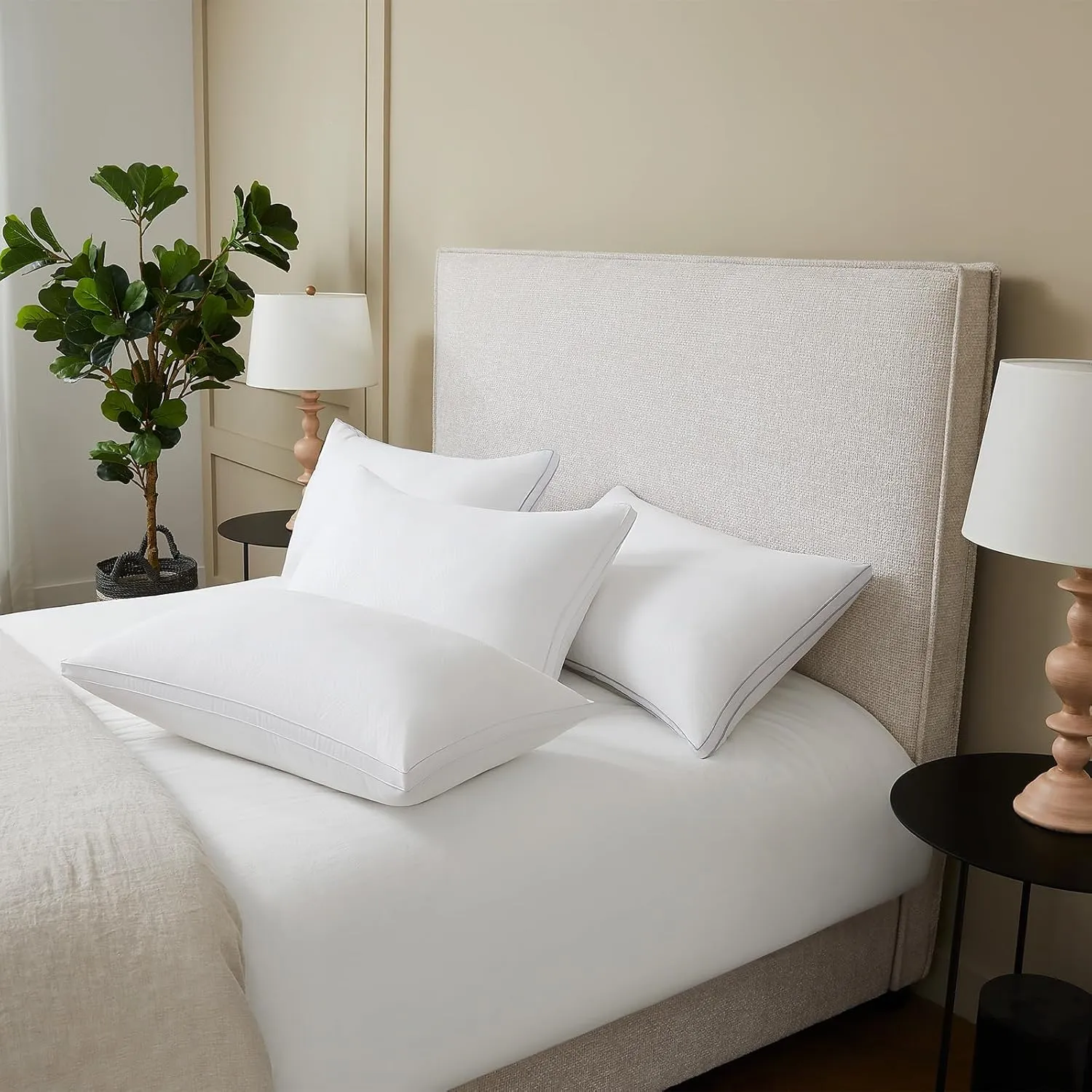Mr. Ye Bed Pillows for Sleeping Queen Size 2 Pack Premium Hotel Quality Gusseted Pillows Fluffy Down Alternative Pillows for Back, Stomach or Side Sleepers, 20" x 30", White
