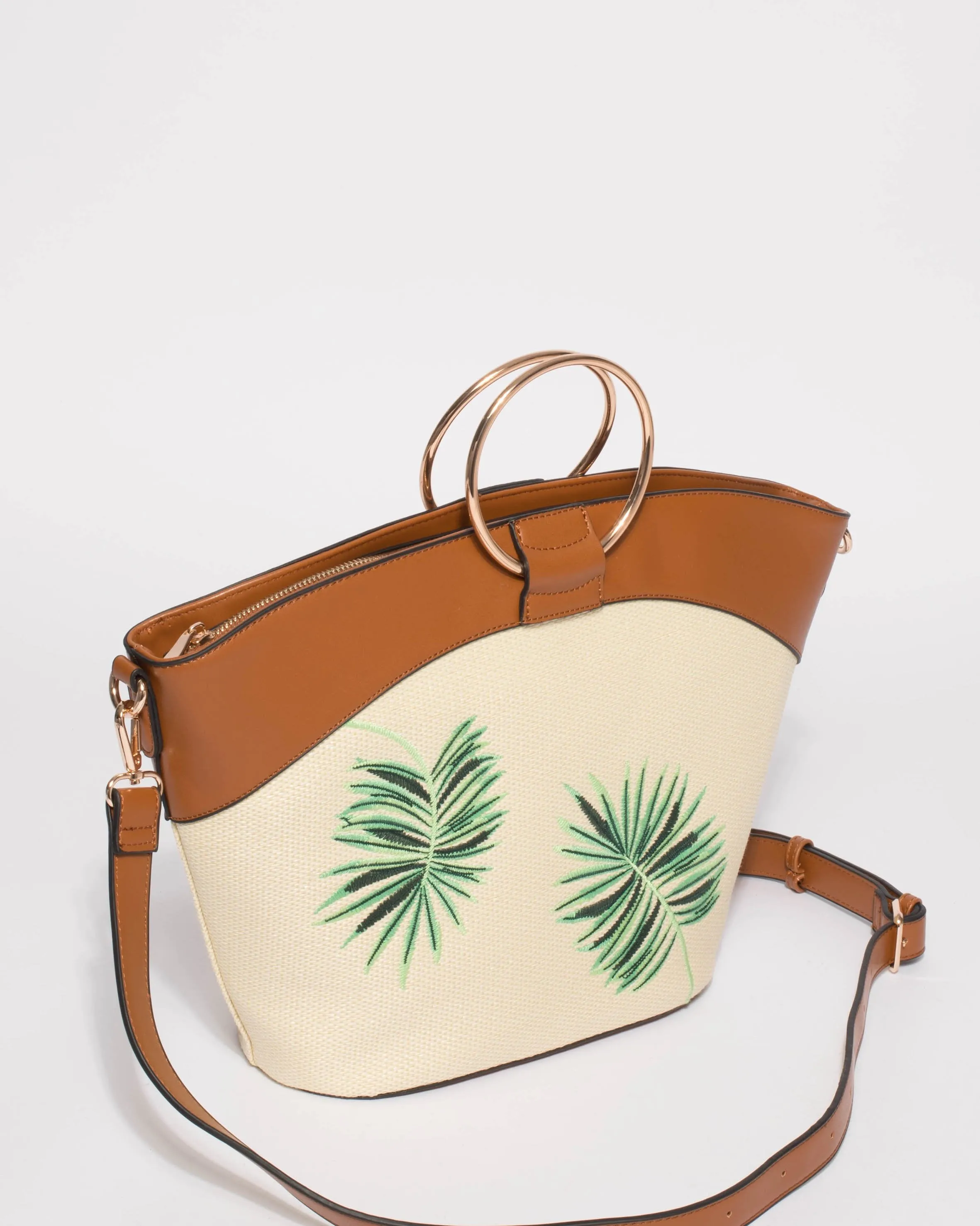 Multi Colour Palm Leave Ring Tote Bag