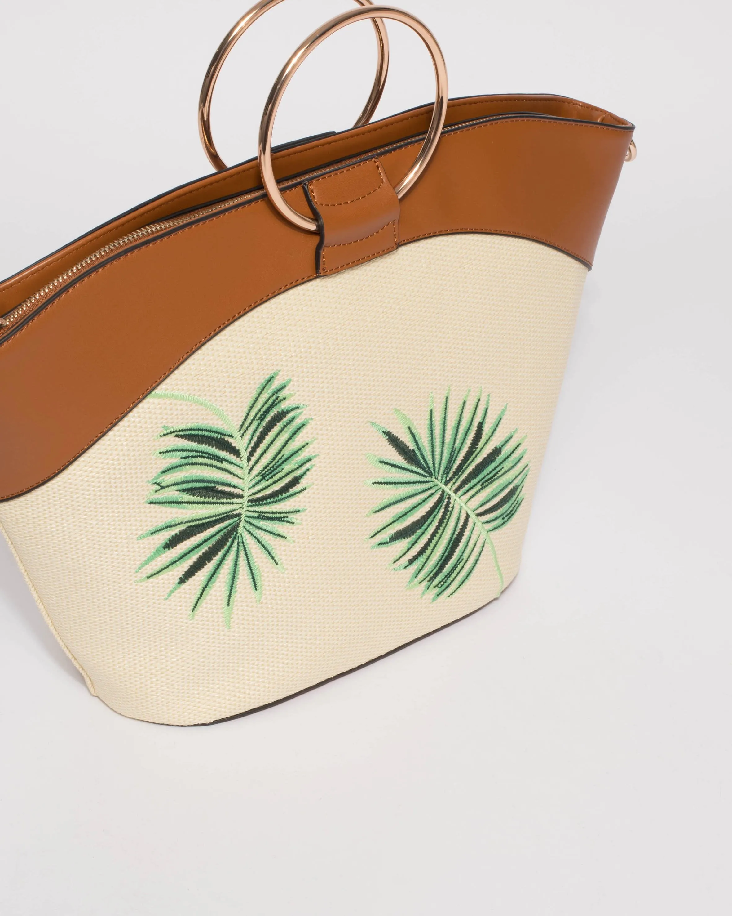 Multi Colour Palm Leave Ring Tote Bag