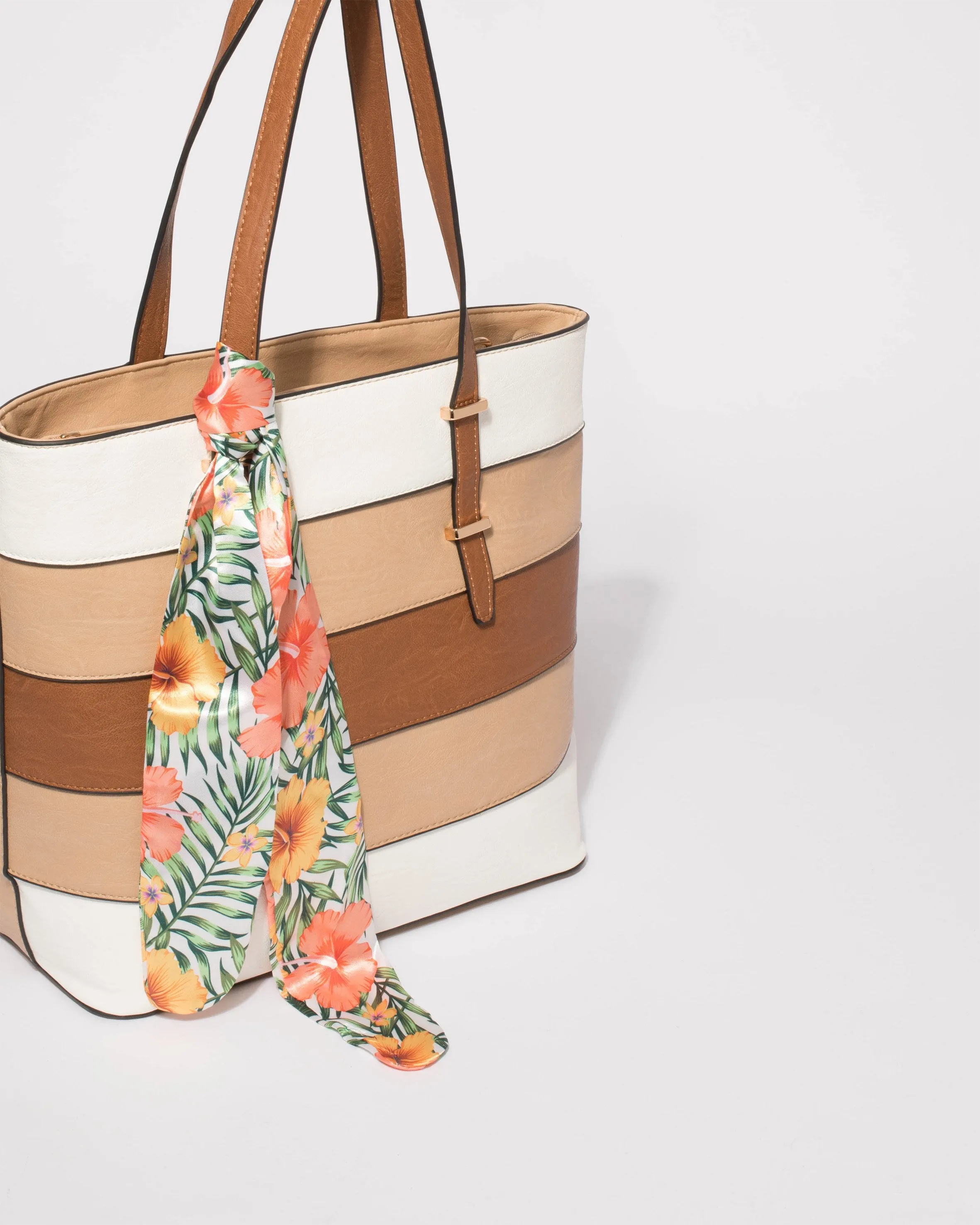 Multi Colour Panel Scarf Large Tote Bag