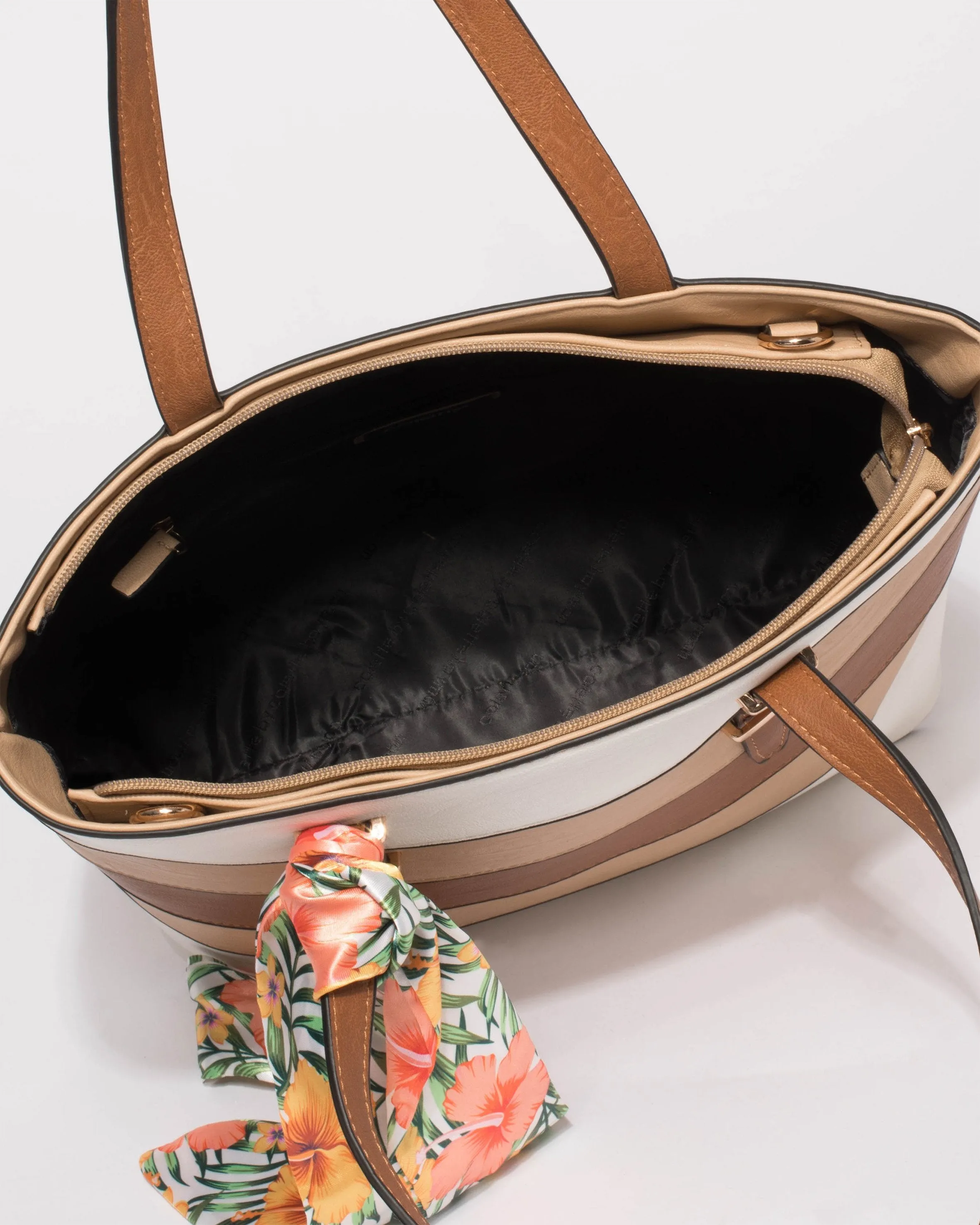 Multi Colour Panel Scarf Large Tote Bag