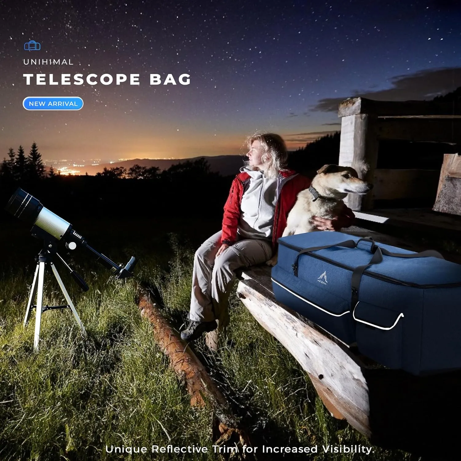 Multipurpose Telescope Bag 40 In– Padded Shock Absorbent –600D Oxford Telescope Carrying Case for Celestron with Adjustable Shoulder Strap & Pockets and Extra Storage, Blue