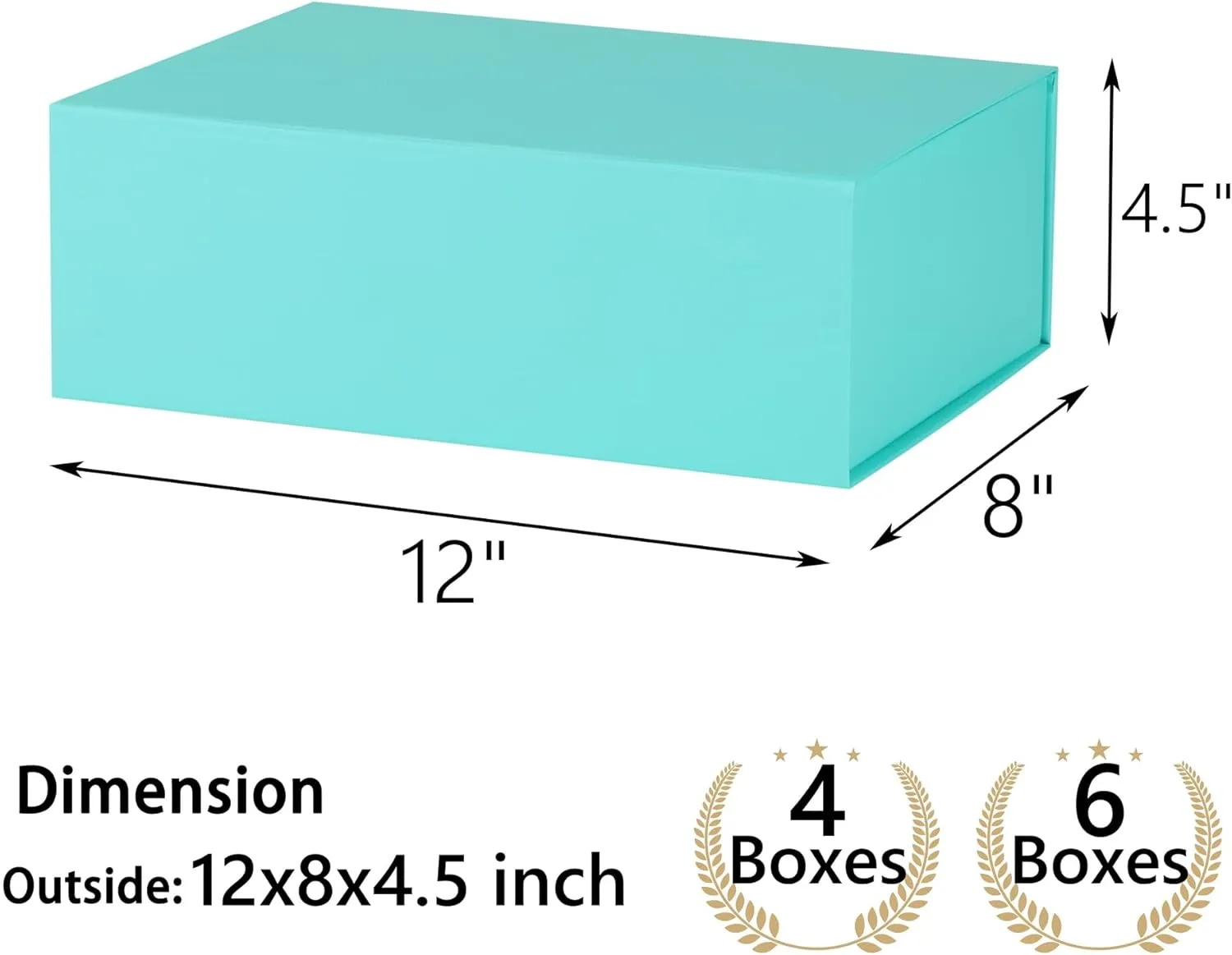 MUMUPACK 4 Pack Turquoise Gift Boxes With Lids,12x8x4.5 Inch Bridesmaid Proposal Box And Printable Stickers,Proposal Boxes With Ribbon For Wedding, Packaging, Present, Birthday