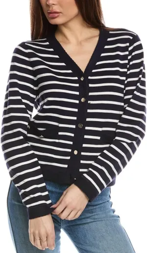 Nanette Nanette Lepore Womens Striped Cardigan, M, Blue