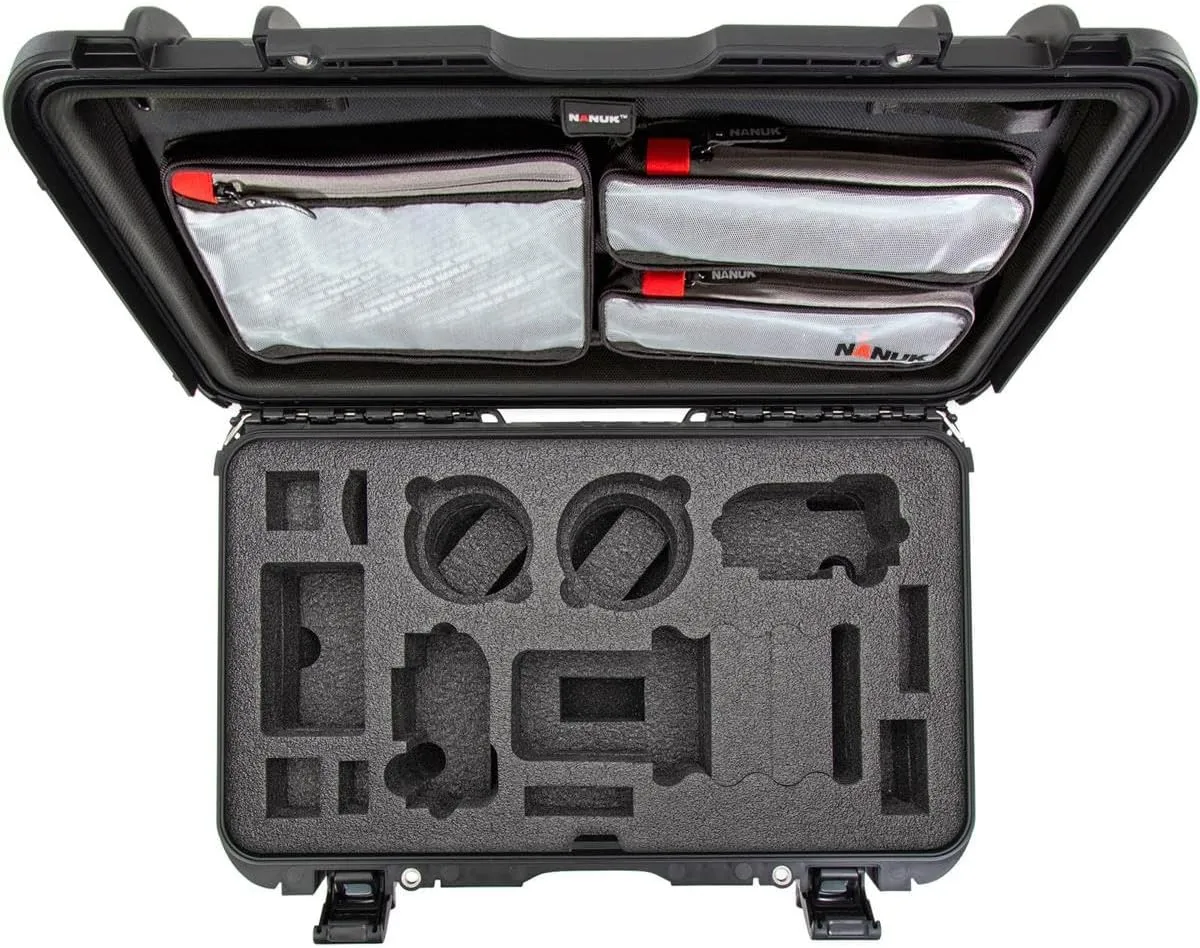 NANUK Media Series 935 Waterproof Wheeled Hard Case with Lid Organizer and Foam Insert for DSLR Cameras, Black