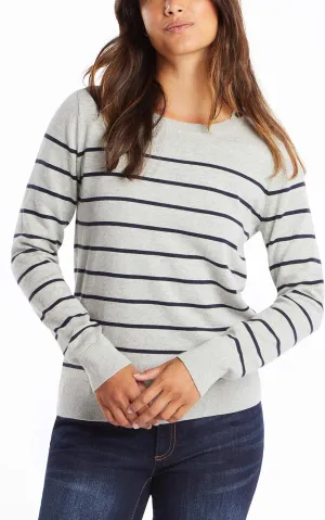 Nautica Women's Year-Round Long Sleeve 100% Cotton Striped Crewneck Sweater