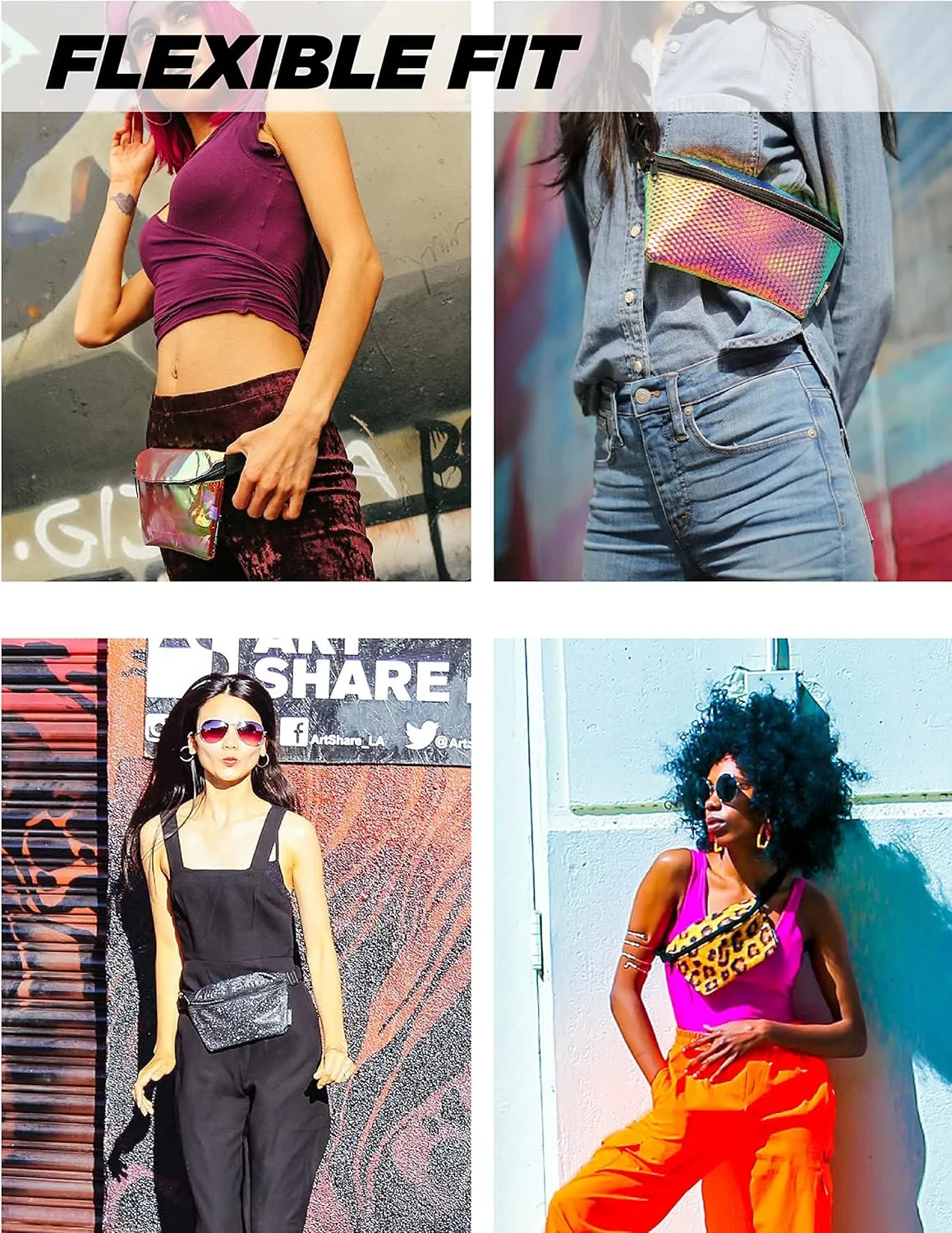 NC-17 90s Black Fanny Pack Crossbody Bags for Women Festival Bag Small Fanny Packs for Women Fashionable Concert Rave Accessories Fanny Pack for Men Womens Fashion Waist (83024)
