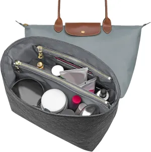 New Dupont Paper Purse Organizer Insert for Longchamp Le Pliage L Handbag Insert (Gray, Large)
