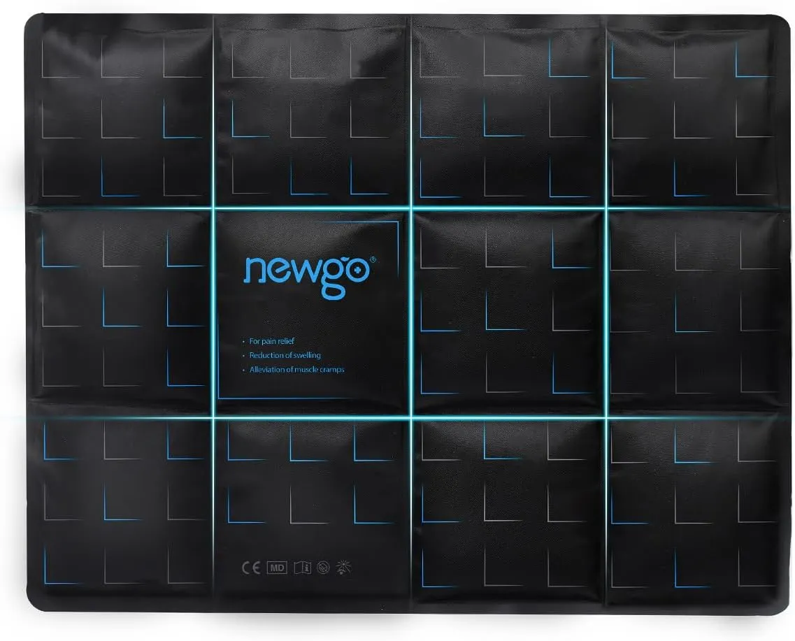 NEWGO Large Ice Packs for Injuries Reusable, 12 Segments Even Cooling Ice Pack - Soft Gel Hot and Cold Packs for Shoulder, Back, Hip, Knee, Ankle Pain Relief - 14.76"x11.22"