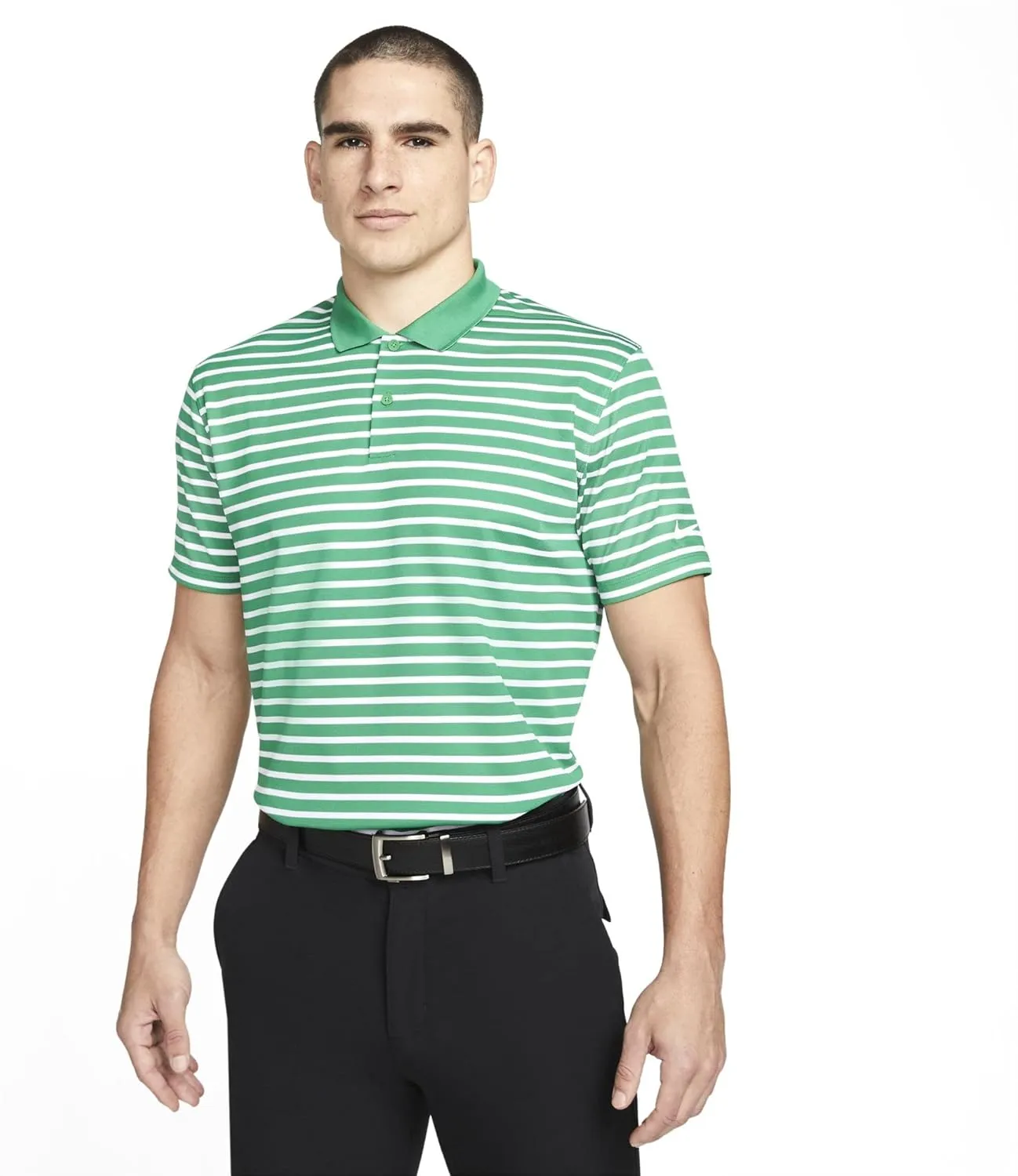 Nike Dri-FIT Victory Men's Striped Golf Polo (US, Alpha, Medium, Regular, Regular, Classic Green/White)