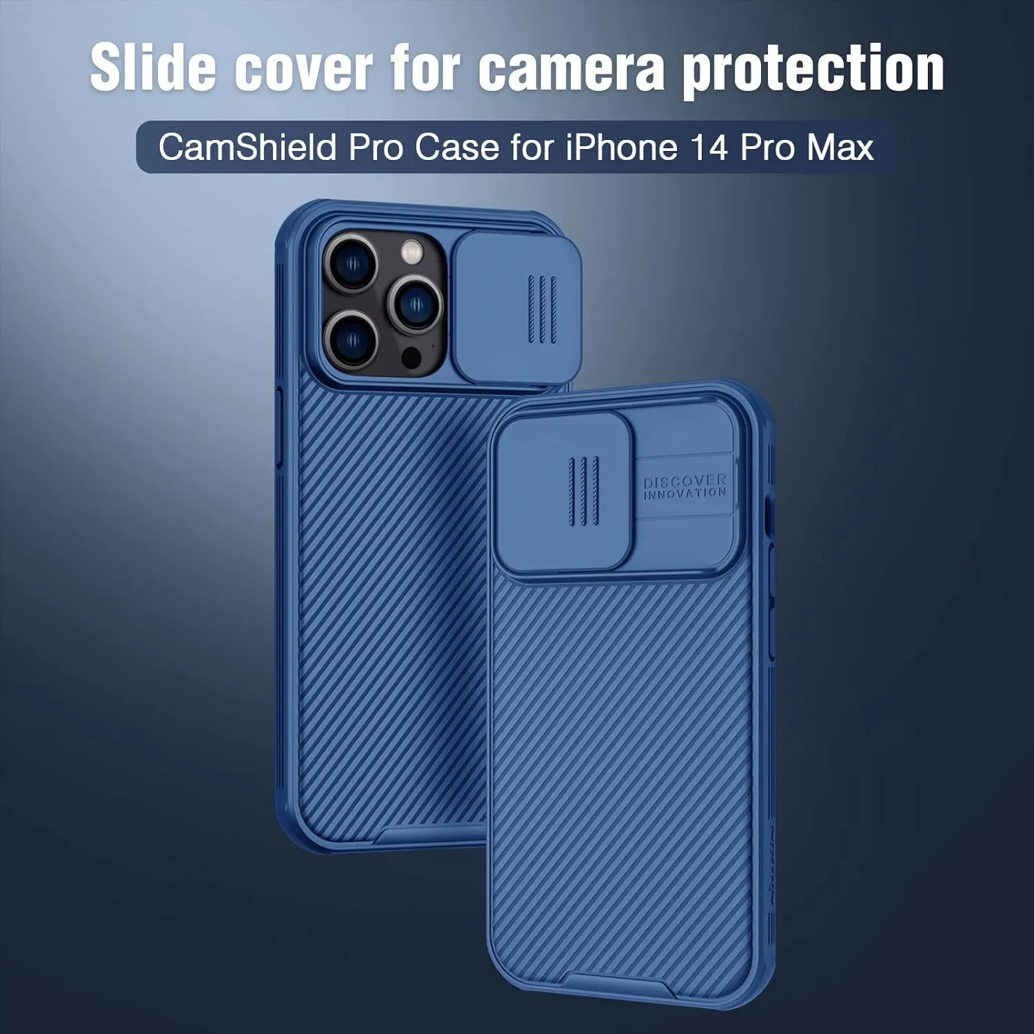 Nillkin for iPhone 14 Pro Max Case with Slide Camera Cover [Lens Protection] CamShield Pro Anti-Scratch & Shockproof Protective Phone Case for iPhone 14 Pro Max 6.7 inch - Blue
