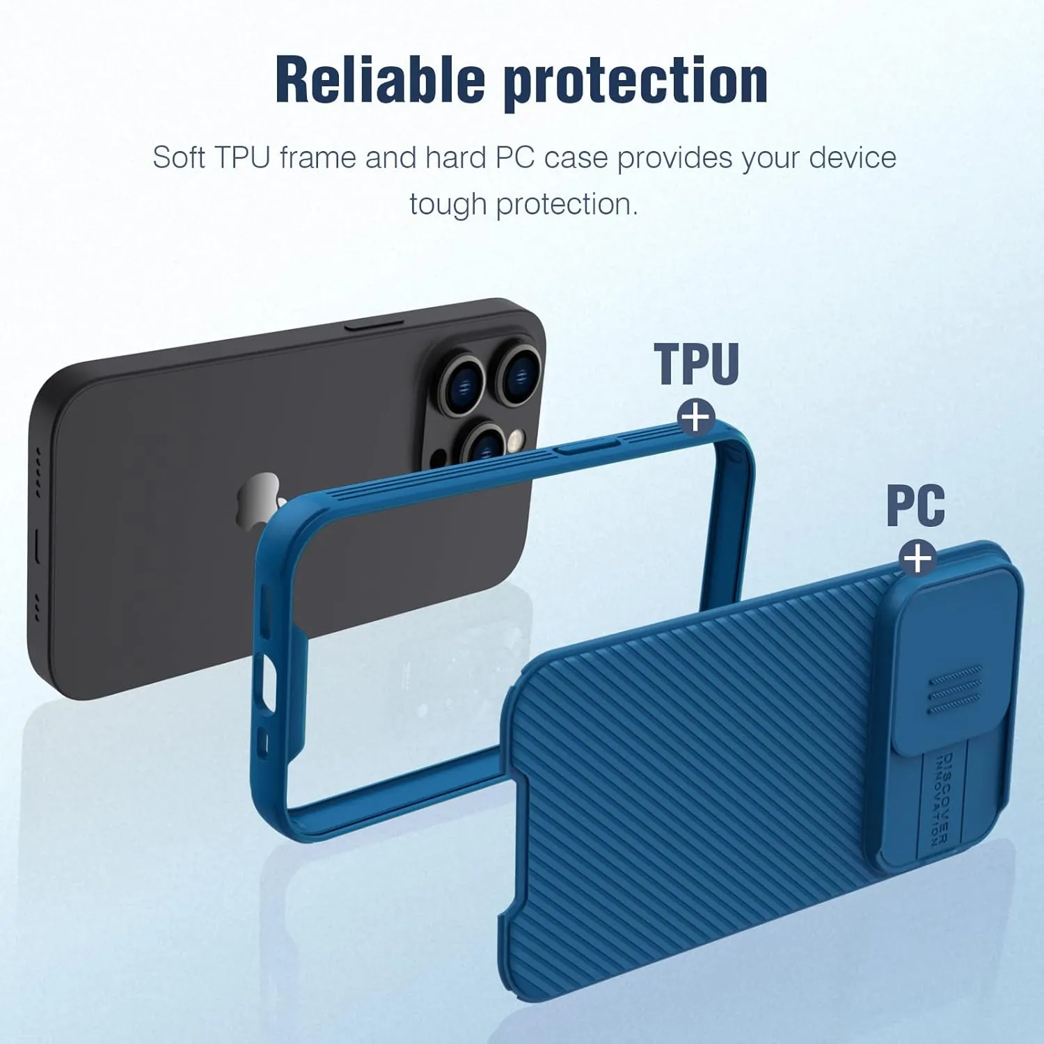 Nillkin for iPhone 14 Pro Max Case with Slide Camera Cover [Lens Protection] CamShield Pro Anti-Scratch & Shockproof Protective Phone Case for iPhone 14 Pro Max 6.7 inch - Blue