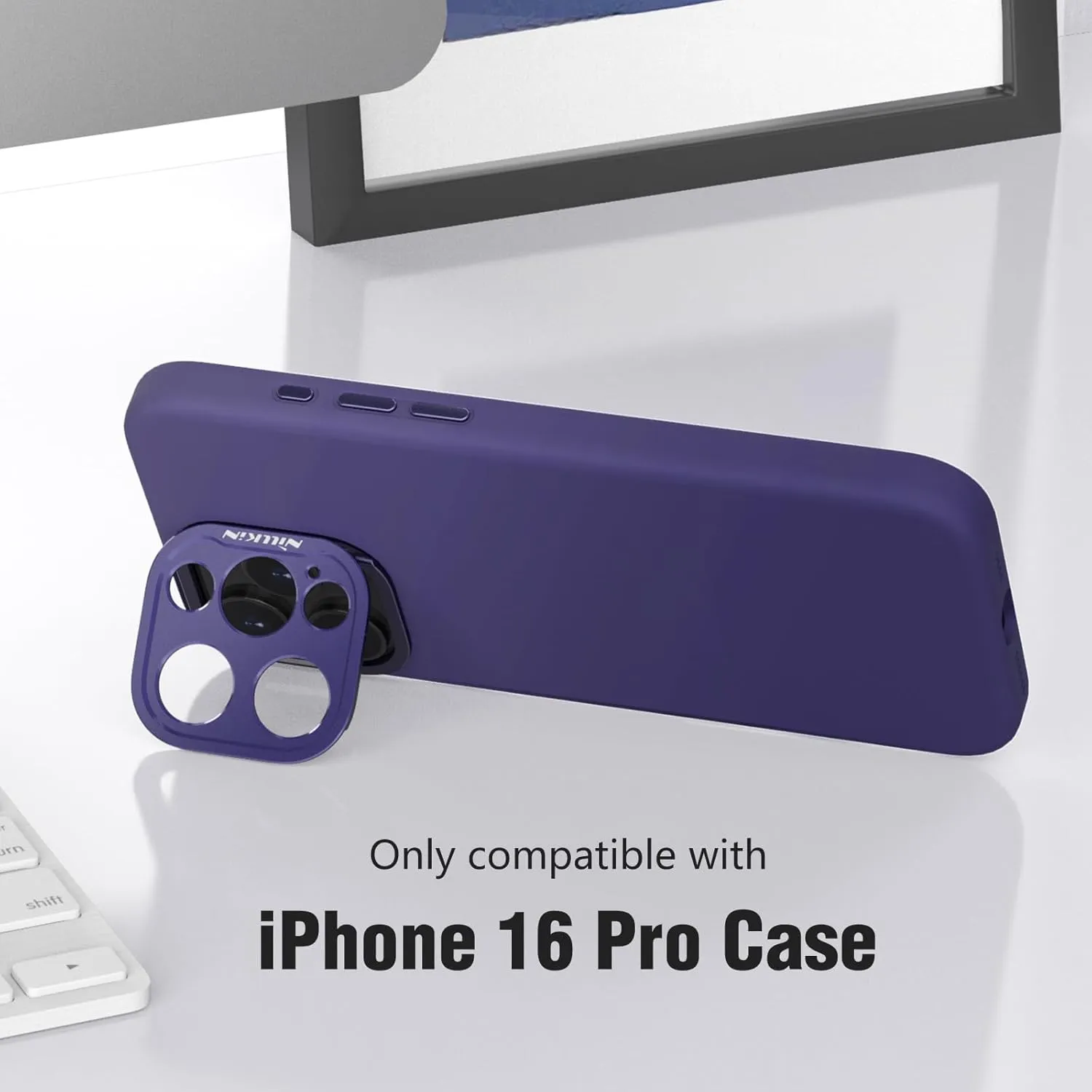 Nillkin for iPhone 16 Pro Case with Camera Protection & Stand, Compatible with MagSafe, Shockproof Silicone Slim Phone Case iPhone 16 Pro, Soft Anti-Scratch Microfiber Lining, Blue