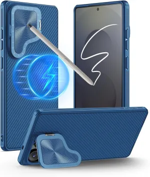 Nillkin for Samsung Galaxy S25 Ultra Case with Camera Cover, [Compatible with MagSafe] [Adjustable Metal Kickstand] Shockproof Slim for Galaxy S25 Ultra Magnetic Case(2025), Blue