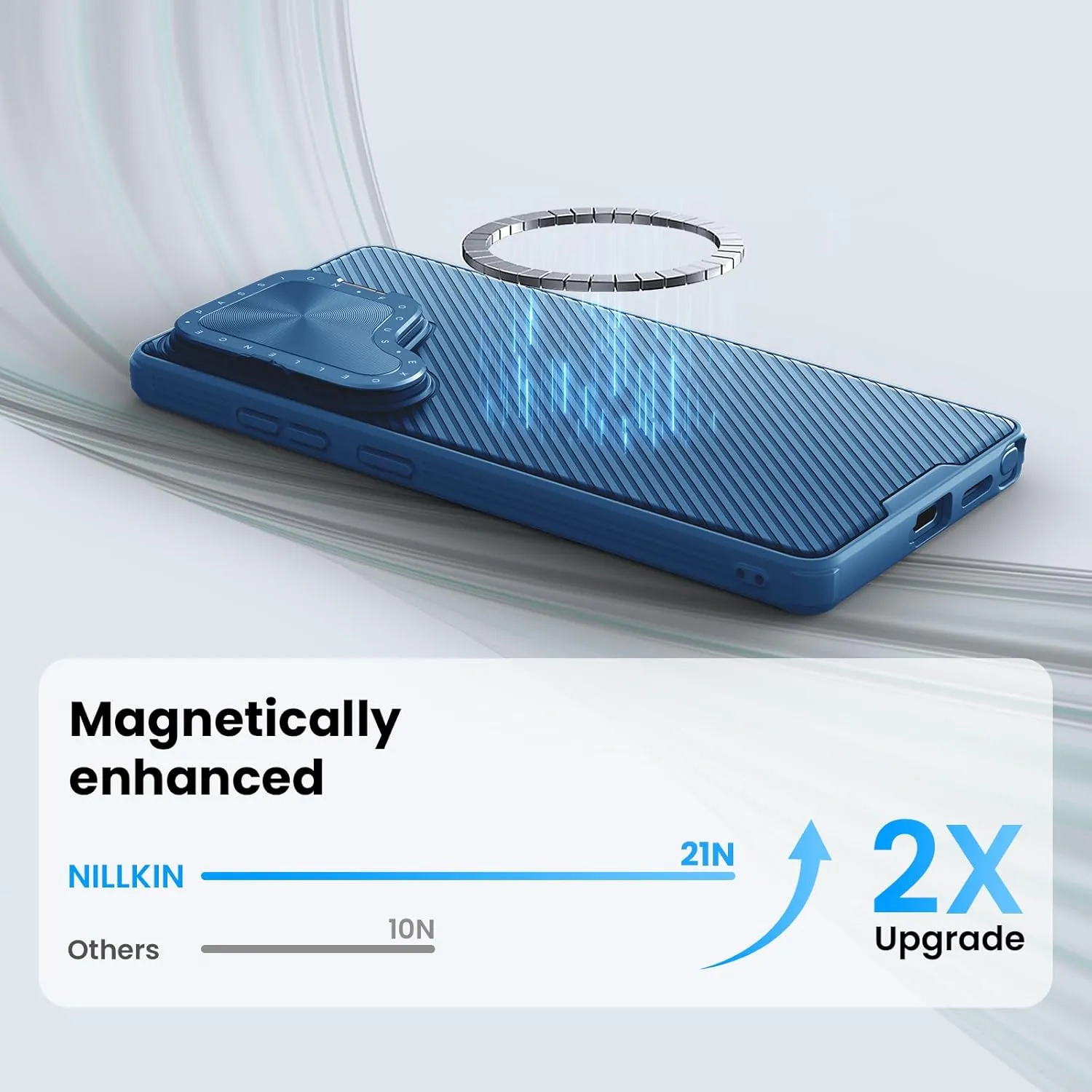 Nillkin for Samsung Galaxy S25 Ultra Case with Camera Cover, [Compatible with MagSafe] [Adjustable Metal Kickstand] Shockproof Slim for Galaxy S25 Ultra Magnetic Case(2025), Blue