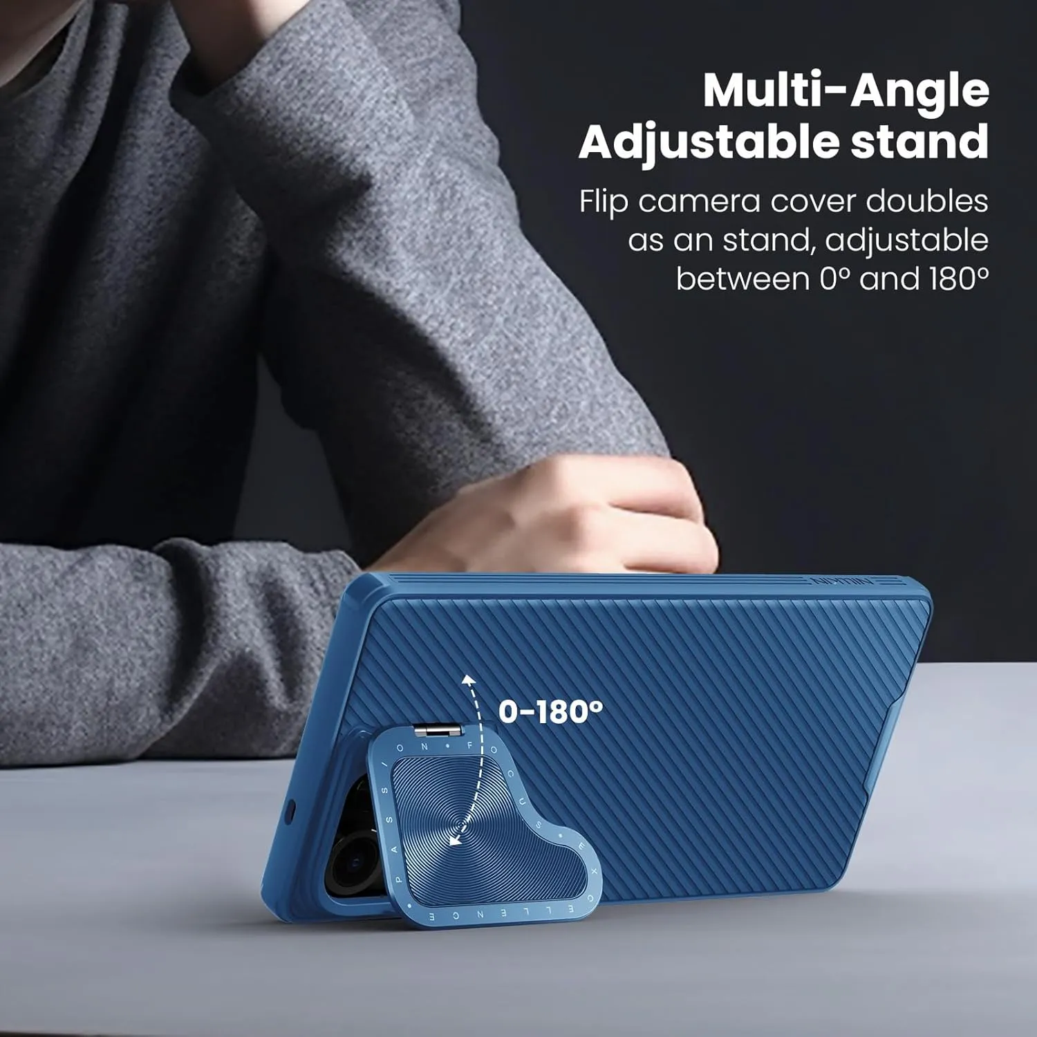 Nillkin for Samsung Galaxy S25 Ultra Case with Camera Cover, [Compatible with MagSafe] [Adjustable Metal Kickstand] Shockproof Slim for Galaxy S25 Ultra Magnetic Case(2025), Blue