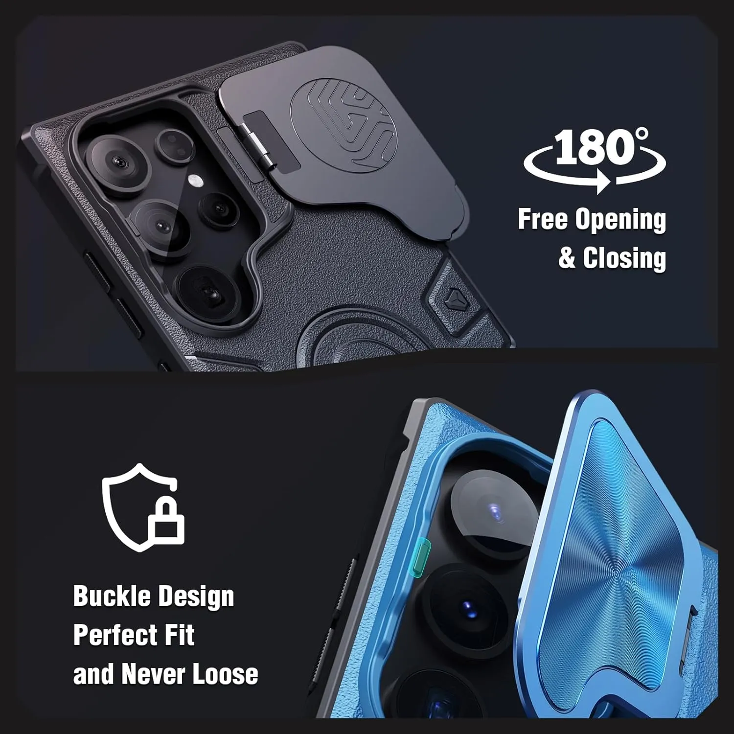 Nillkin for Samsung S24 Ultra Case with 2 in 1 Camera Cover & Metal Kicksatnd, Military Grade Shockproof Hard Case Heavy Duty Protection Rugged Armor Phone Case for Galaxy S24 Ultra 6.8 Inch, Black