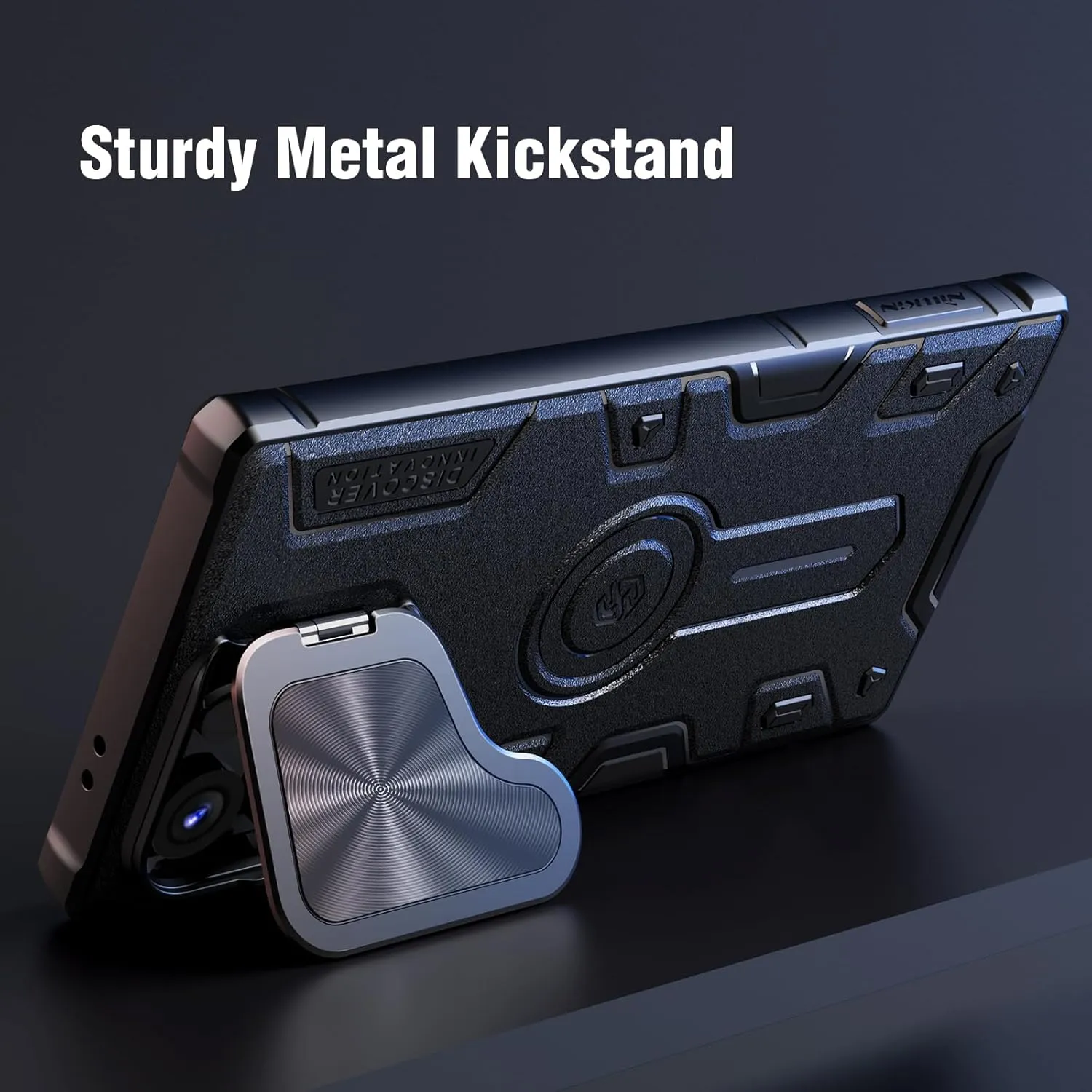 Nillkin for Samsung S24 Ultra Case with 2 in 1 Camera Cover & Metal Kicksatnd, Military Grade Shockproof Hard Case Heavy Duty Protection Rugged Armor Phone Case for Galaxy S24 Ultra 6.8 Inch, Black