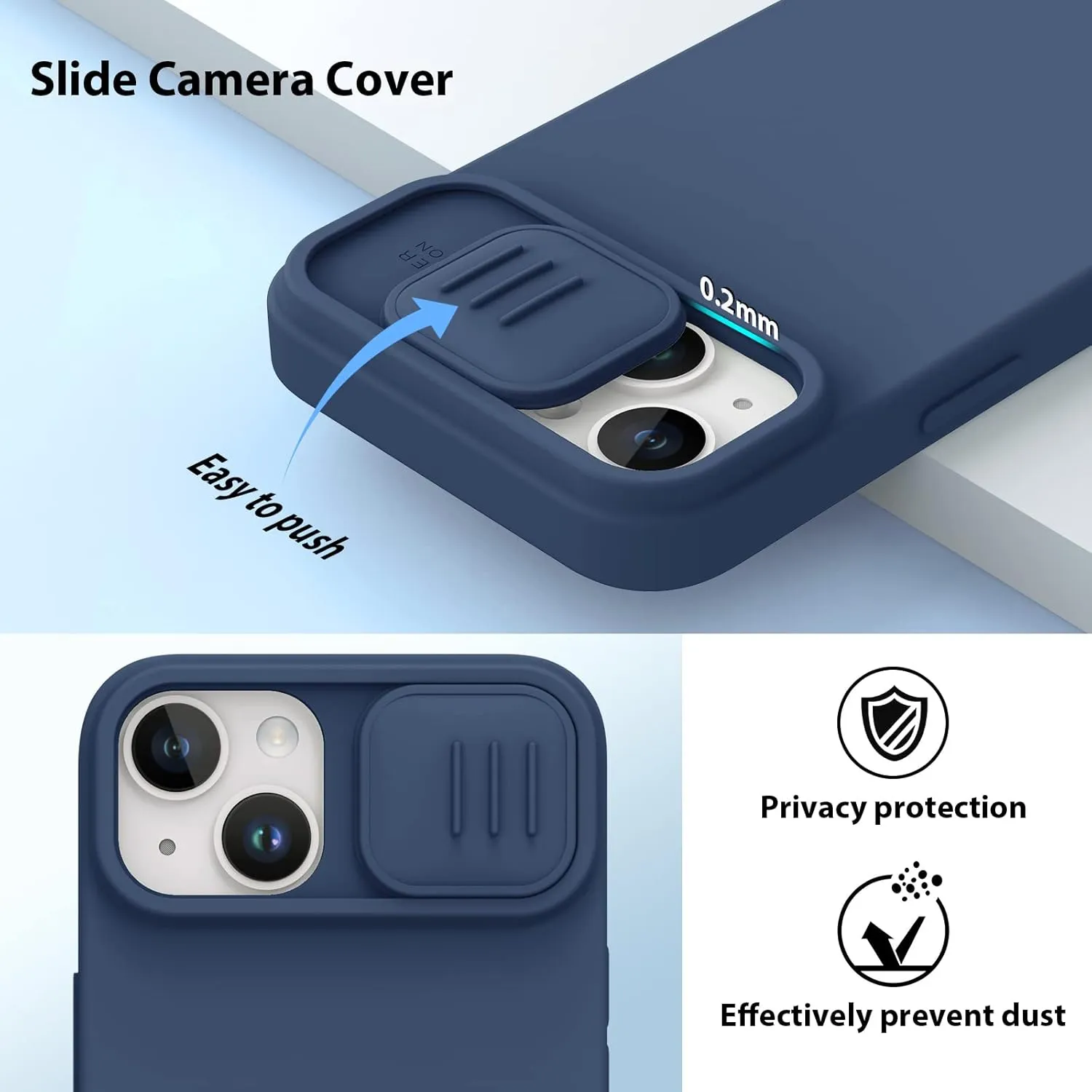 Nillkin iPhone 14 Plus Case Compatible with Magsafe, Silicone Magnetic Case with Slide Camera Cover, Slim Fit Thin Shockproof Cover 6.7 inch, Midnight Blue