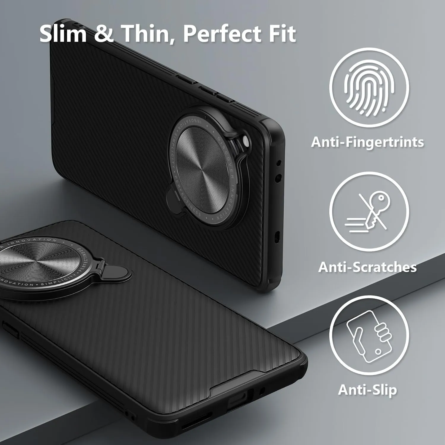 Nillkin Magnetic for OnePlus 12 Case, [Compatible with Magsafe] [Dazzling Camera Cover] [Metal Kickstand], Anti Scratch & Slip Slim Fit Shockproof Protective Phone Case for OnePlus 12 5G, Black