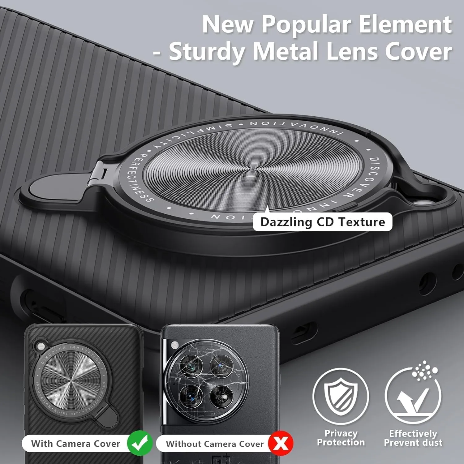 Nillkin Magnetic for OnePlus 12 Case, [Compatible with Magsafe] [Dazzling Camera Cover] [Metal Kickstand], Anti Scratch & Slip Slim Fit Shockproof Protective Phone Case for OnePlus 12 5G, Black
