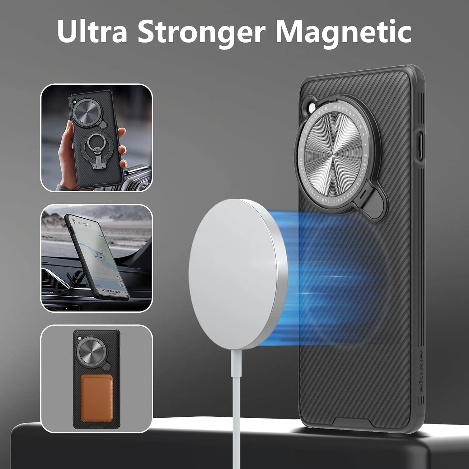 Nillkin Magnetic for OnePlus 12 Case, [Compatible with Magsafe] [Dazzling Camera Cover] [Metal Kickstand], Anti Scratch & Slip Slim Fit Shockproof Protective Phone Case for OnePlus 12 5G, Black