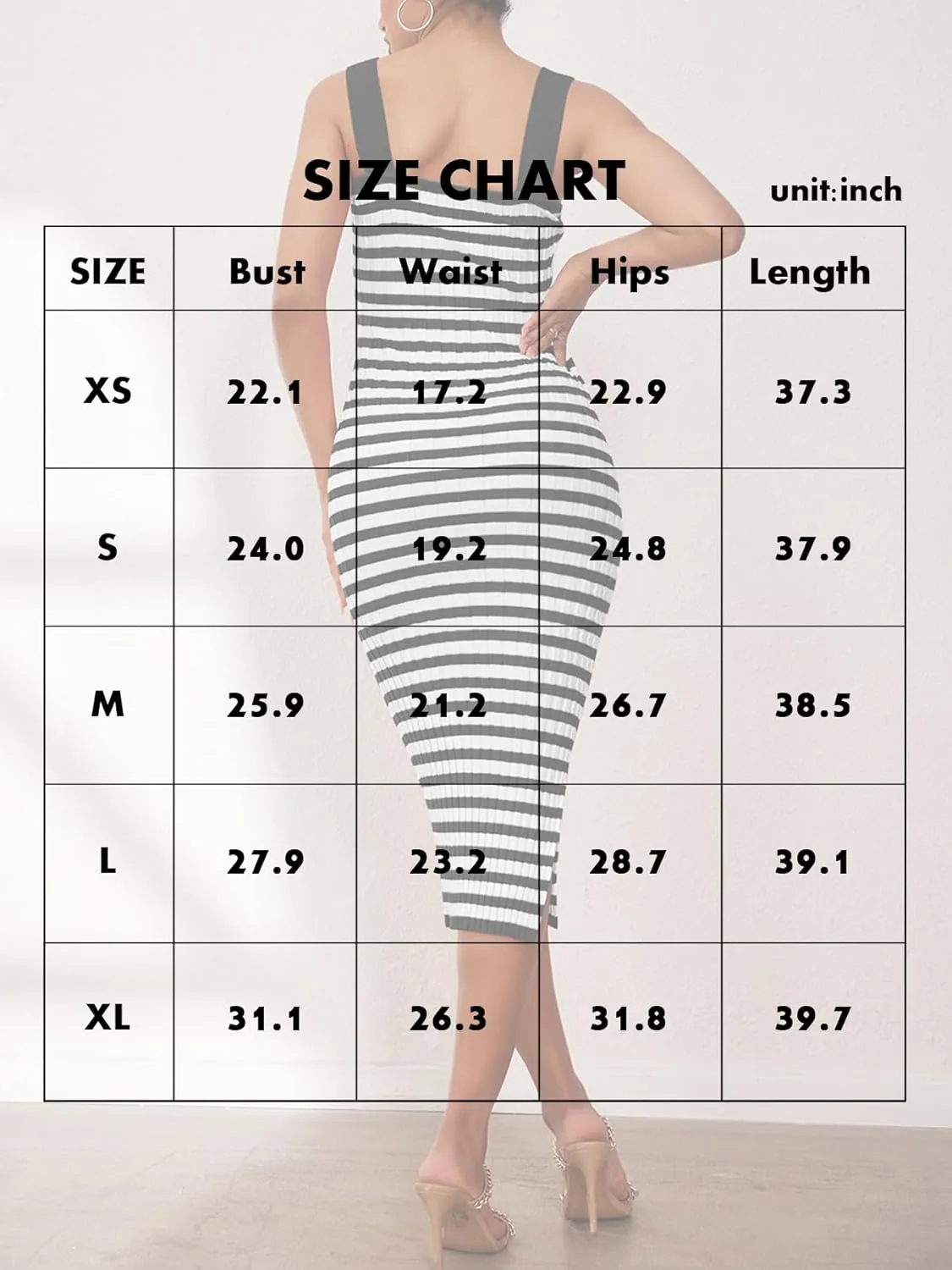 NTSWZYS Women's Sleeveless Striped Knit Bodycon Midi Dress Square Neck Side Slit Ribbed Knit Sweater 2025 Summer Dresses