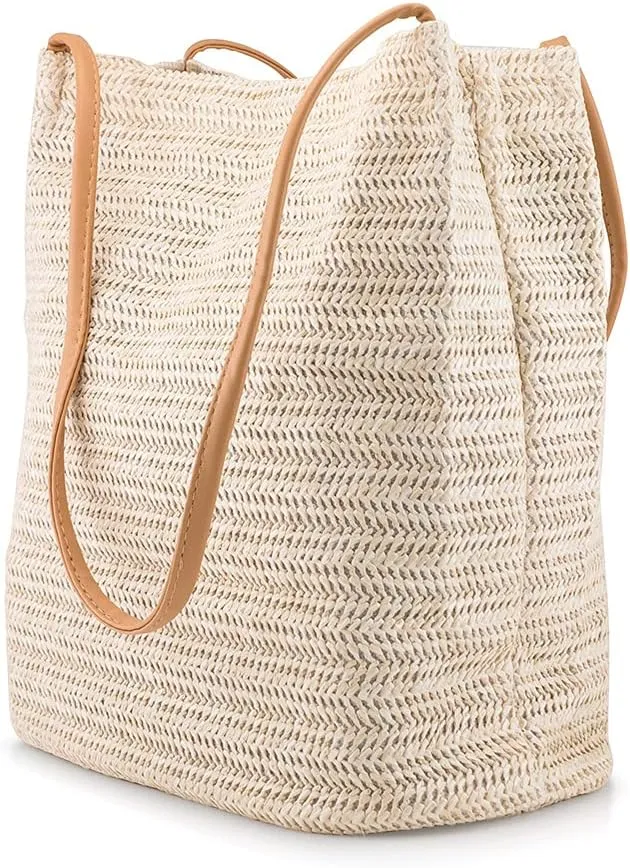 OCT17 Women Straw Beach Bag tote Shoulder Bag Summer Handbag