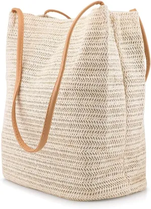 OCT17 Women Straw Beach Bag tote Shoulder Bag Summer Handbag